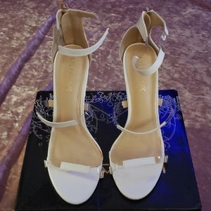 Invisible strap white heels